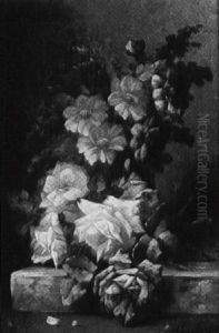 Still Life Of Roses And Dahlias