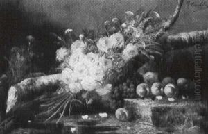 Still Life With Peaches, Grapes And Peonies