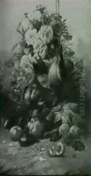 Still Life With Game And Flowers On A Ledge - view 1