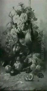 Still Life With Game And Flowers On A Ledge