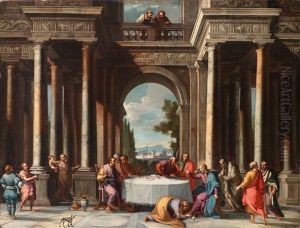 The Feast In The House Of Simon: Doric Hall With Column Cells by Alberto Carlieri