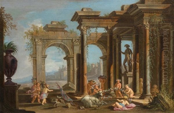 A Roman Architectural Landscape With Putti - view 1