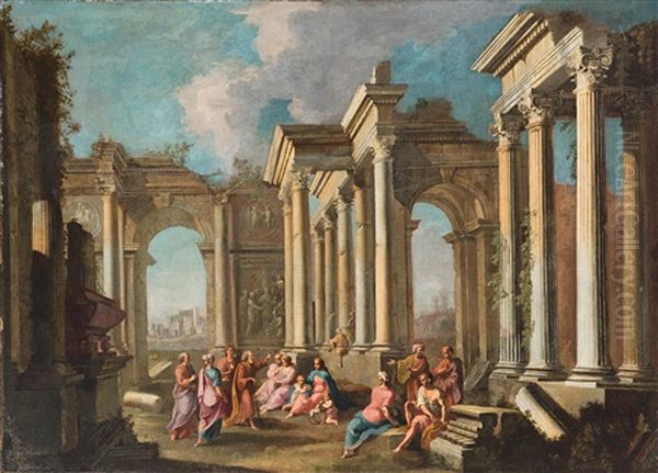 Capriccio Mit Klassischen Ruinen Und Einem Predigenden Apostel; Capriccio Mit Klassischen Ruinen Und Dem Taufenden Heiligen Petrus (pair) - view 1