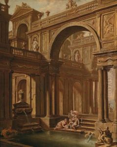 Architektur-capriccio Mit Susanna Im Bade by Alberto Carlieri