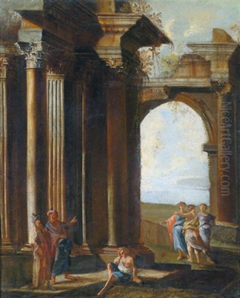 Antike Ruinen Mit Figuren - Capriccio Architettonico Con Figure - view 1