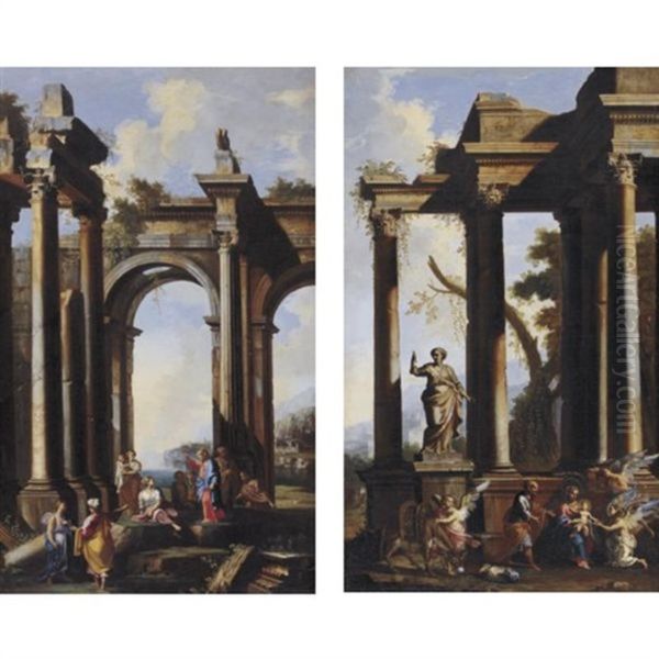 Rest On The Flight Into Egypt (+ An Apostle Preaching; Pair) - view 1