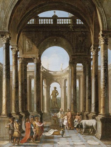 An Architectural Capriccio With Figures Making A Sacrifice - view 1