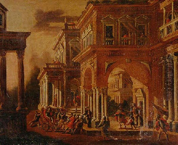 An Imaginary Palace With A Queen In A Chariot Being Presented To A King - view 1