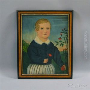 Boy In A Landscape Holding A Rose And An Apple