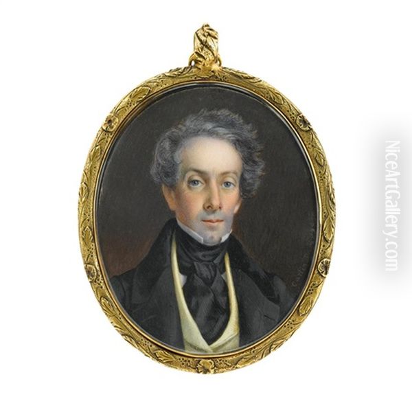 Miniature Portrait Of A Gentleman In A Yellow Waistcoat - view 1