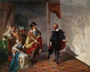 Ein Kunstler (peter Paul Rubens?) Prasentiert Konig Karl I Von England Eine Monumentale Bildkomposition by Giulio Carlini