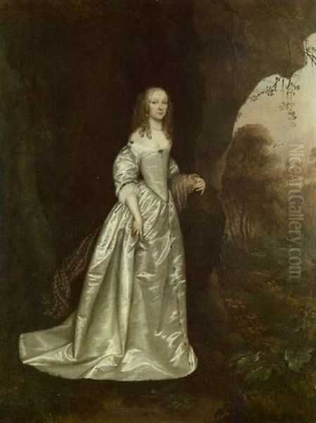 Portrait Of A Lady, Possibly Lady Anne Wentworth, In A White Dress And A Purple Mantle - view 1