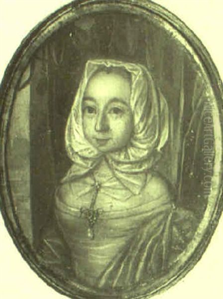 Portrait Of A Lady Before A Red Curtain And Pillar - view 1