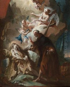 Der Heilige Antonius Findet Den Heiligen Paulus - Bozzetto Fur Ein Altarbild Im Dom Von Monza by Carlo Innocenzo Carlone