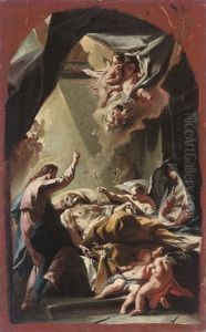 The Death Of Saint Joseph - A Modello For An Altarpiece by Carlo Innocenzo Carlone