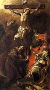 Crocefissione Tra I Santi Francesco, Giovanni E Caterina by Carlo Innocenzo Carlone