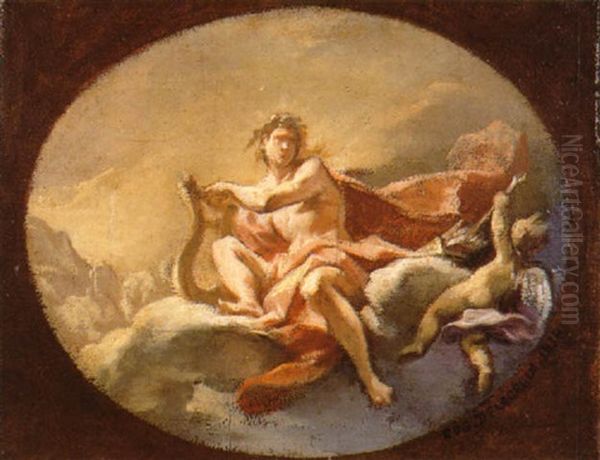 Apollon Appuye Sur La Lyre Et L'amour Derobant Une Fleche - view 1