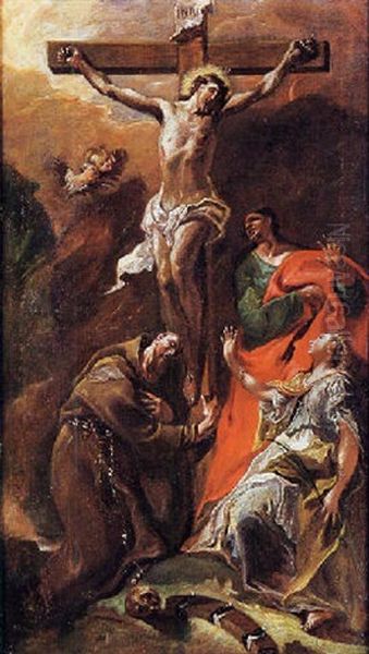 Crocefisso E I Santi Francesco, Caterina, Giovanni Evangelista - view 1