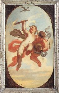 Two Putti Holding A Torch And Vase by Carlo Innocenzo Carlone