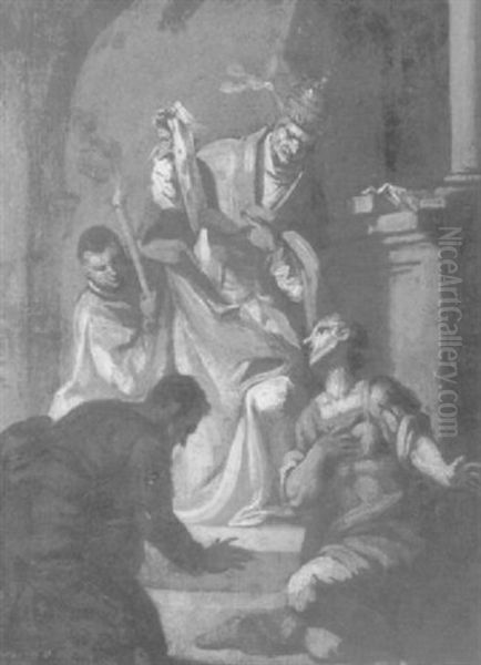 Saint Gregory Displaying The Brandeum Adored By Saints - view 1