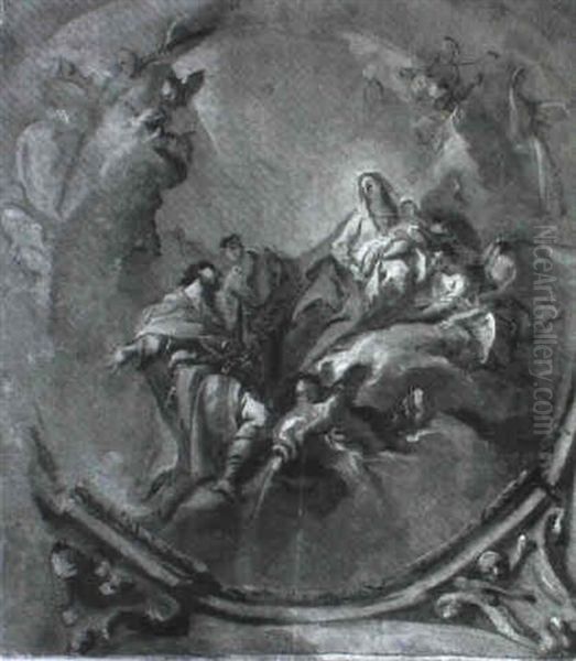 La Vierge Et L'enfant En Gloire Avec Saint Florian - view 1