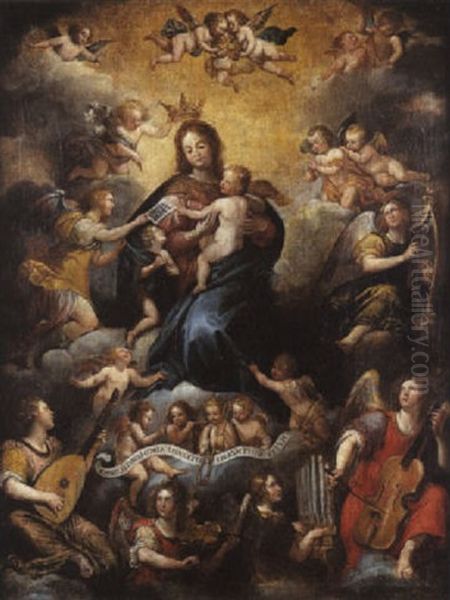 Le Vierge A L'enfant Entouree D'anges Musiciens - view 1