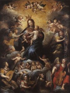Le Vierge A L'enfant Entouree D'anges Musiciens