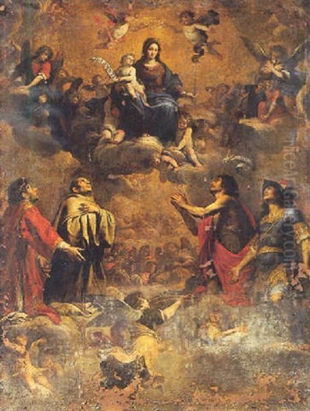 La Vierge En Gloire Avec Saint Georges, Saint Jean-baptiste, Saint Bernard Et Saint Laurent - view 1