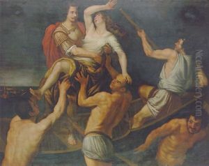 Portrait Of A Gentleman In The Guise Of Paris Abducting Helen by Giovanni Battista Carlone