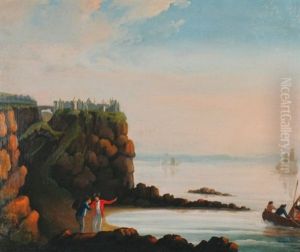 Dunluce Castle, Co. Antrim, With Figures In The Foreground by Caroline Carlow (Lady)