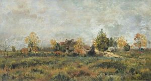 Heidelandschaft Mit Bauerngehoft by Mario Cornilleau Raoul Carl-Rosa