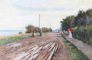 People Strolling Along The North Coast Of Sealand by Carl Carlsen