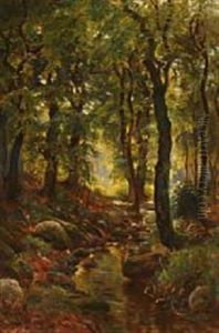 Forest Scene With A Stream by Carl Carlsen