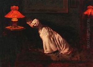 Interior With Distraught Woman by Carl Carlsen