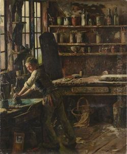 Jeune Homme Dans Un Atelier D'artiste by Carl Carlsen