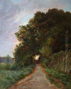 Minor Road In Evening Atmosphere by Carl Carlsen