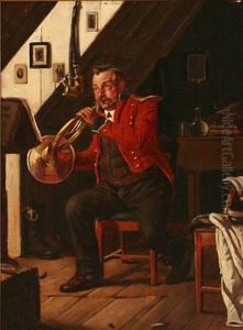 A Man Practicing His French Horn by Carl Carlsen