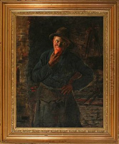 A Smith' Apprentice Eating An Apple - view 1