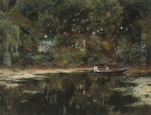 Rowing On The Lily Pond by Carl Carlsen