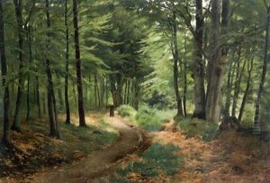 Reisigsammlerin Auf Sommerlichem Waldweg by Carl Carlsen