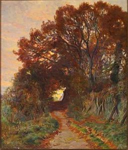Efterarsskov I Solnedgangen by Carl Carlsen