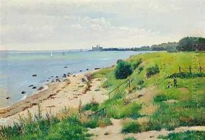 Kystlandskab Ved Hellebaek Med Kronborg I Baggrunden