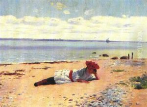 Pige Pa Stranden En Sommerdag Pige Pa Stranden En Sommerdag