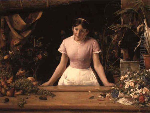 A Girl At A Window With Flowers - view 1
