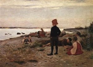 Legende Born Pa Stranden, Nordsjaelland by Carl Carlsen