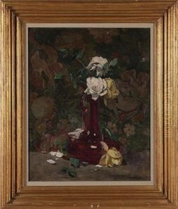 Still Life Of Roses In Vase by Emil Carlsen