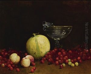 Still Life With Cherries, Melon And Nectarines by Emil Carlsen