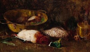 Still Life With Mallard, Grouse, Small Game Birds And Copper Pots by Emil Carlsen