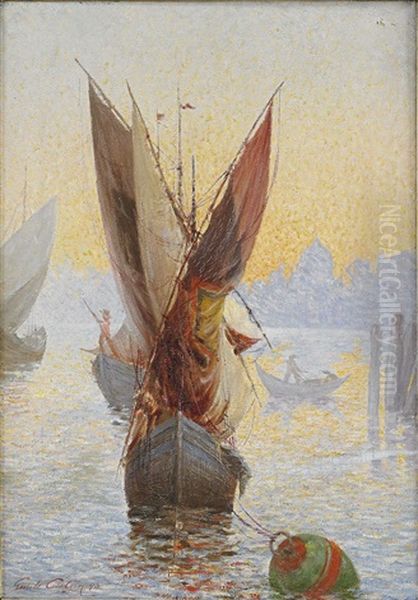 Segelfartyg I Gryningsljus Pa Lagunen I Venedig - view 1