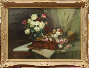 Still Life With Flowers And Violin by Emil Carlsen